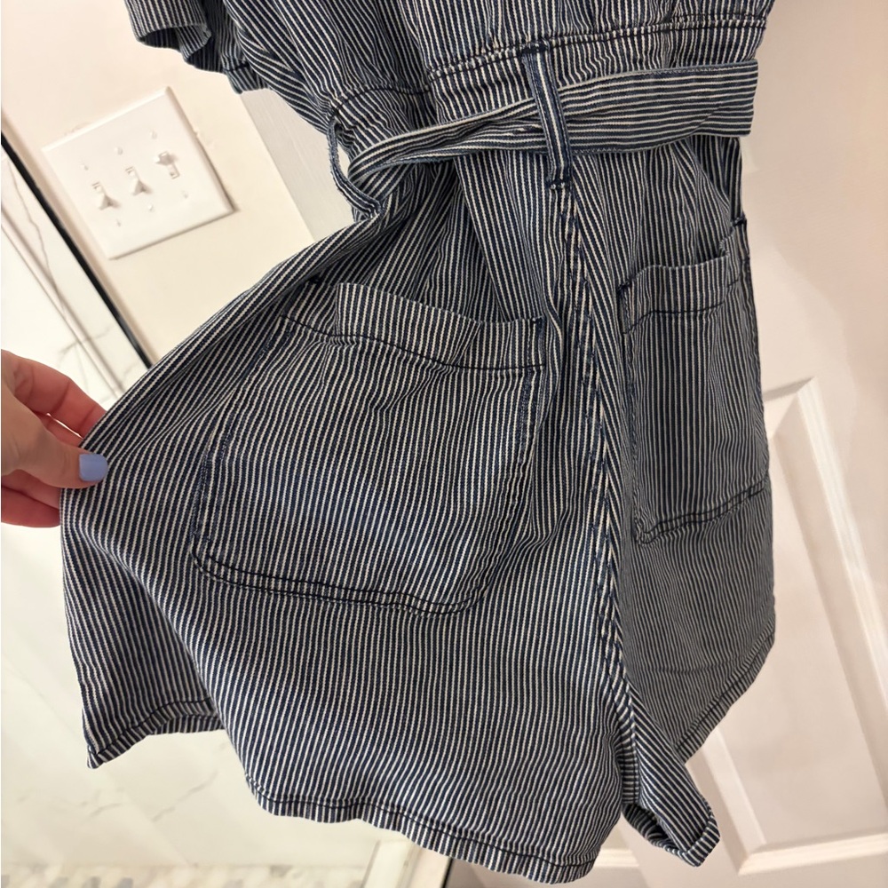 Universal Thread Blue and White Striped Button-Front Romper - Picture 3 of 4